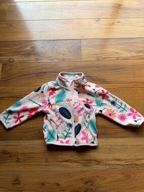 6-12 months Kids Floral Fleece Jacket - Pink Multi